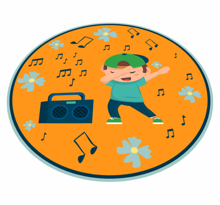 Dansende gutt og radio stereo vinylteppe - Tenstickers
