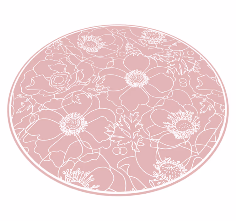 Blomsterkonturmotiv vinyl teppe blomster og planter - Tenstickers