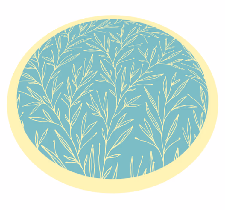 Botanisk rundt motiv vinyl teppe blomster og planter - Tenstickers