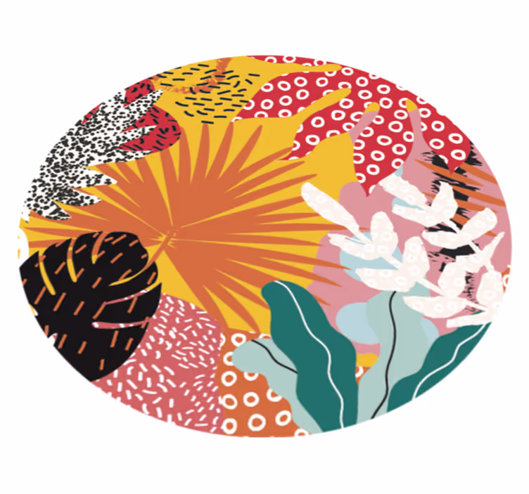 Tropisk botanisk harmoni vinyl teppe blomster og planter - Tenstickers