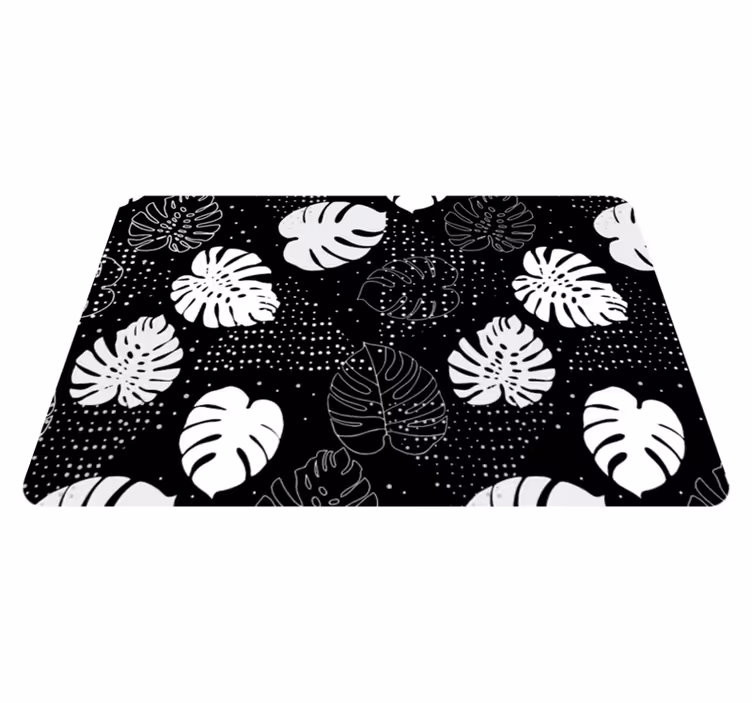 Svart og hvitt monstera etterlater naturteppe - Tenstickers