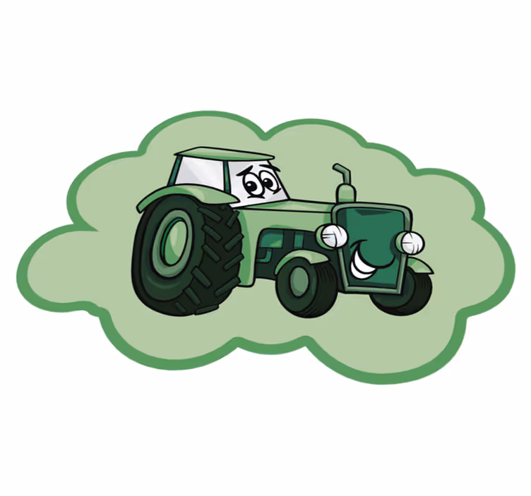 Grønt traktor barn vinylteppe - Tenstickers