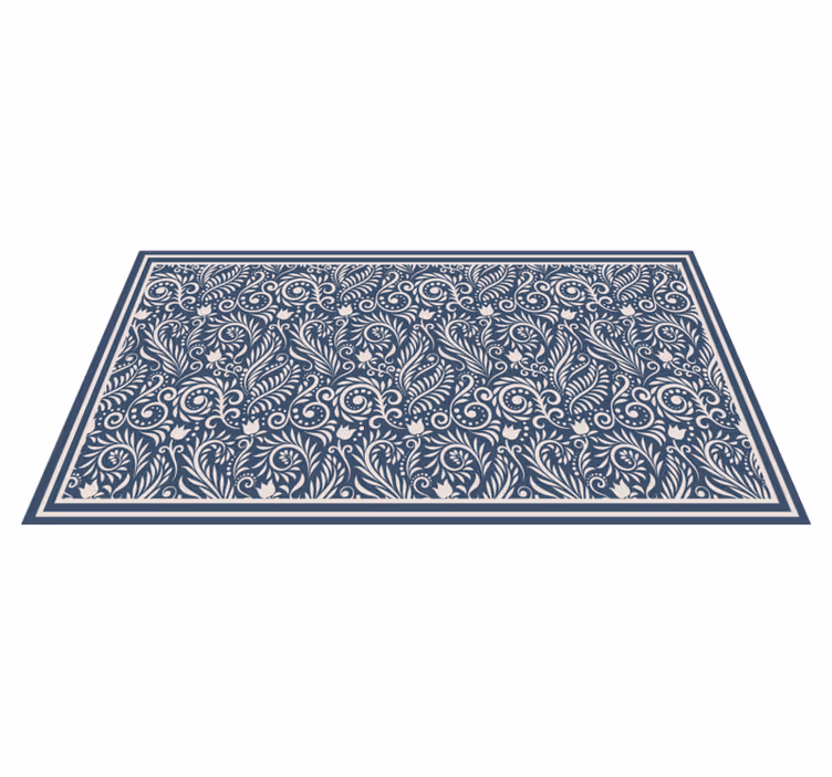 Hvite konturer av blomster moderne vinyl teppe - Tenstickers