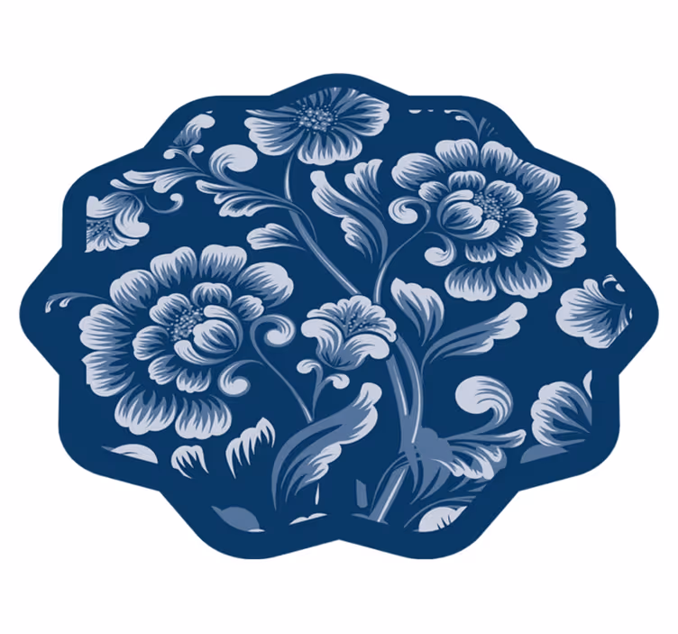 Elegant blå blomster blomsterteppe - Tenstickers