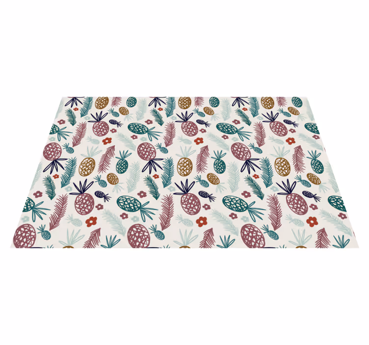 Tropisk frukt motiv vinyl teppe blomster og planter - Tenstickers