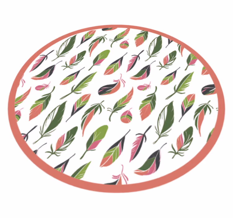 Botanisk mønstret sirkel vinyl teppe blomster og planter - Tenstickers