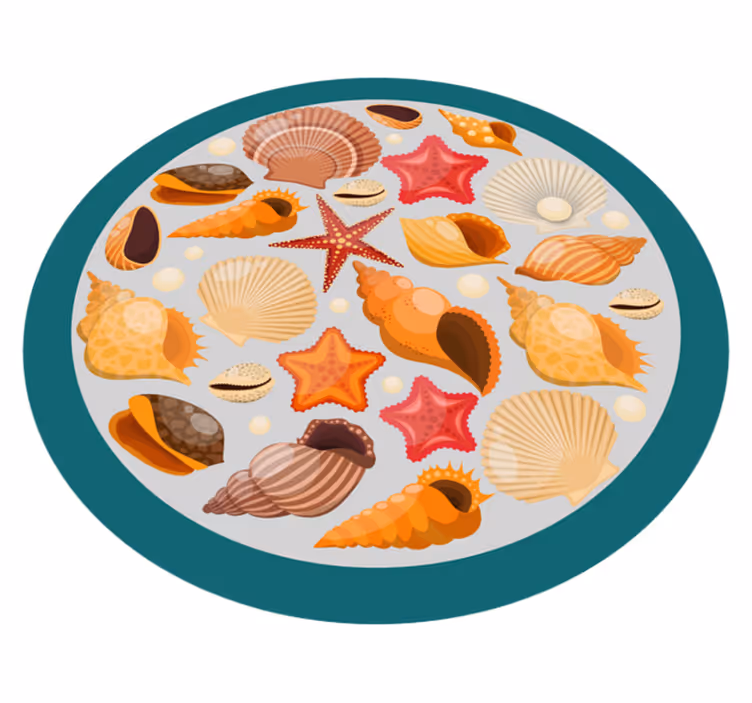 Skjell på et strandnaturteppe - Tenstickers