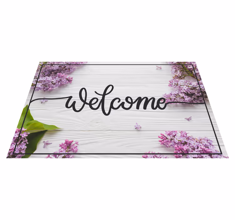 Velkommen blomsterinngang vinyl teppe sagn og tekster - Tenstickers