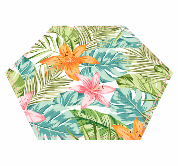 Tropisk flora vinyl teppe blomster og planter - Tenstickers