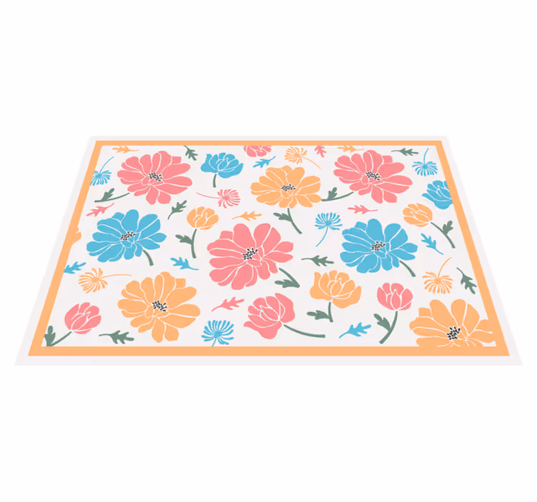 Fargerikt blomstermønster vinyl teppe blomster og planter - Tenstickers