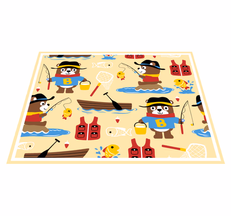 Fiske bjørn eventyr vinyl teppe spedbarn - Tenstickers