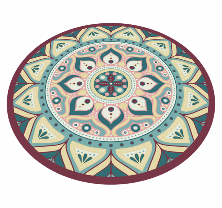 Runde vinyltepper mandala flerfarget - Tenstickers