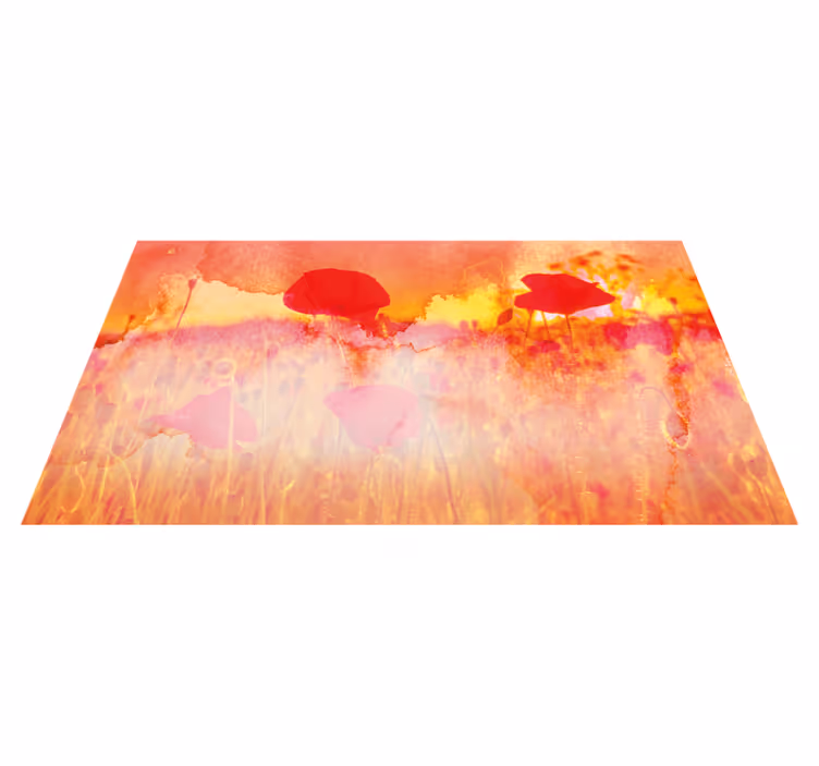 Valmuer ved sol faller blomsterteppe - Tenstickers