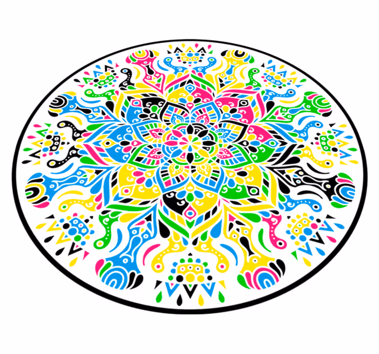 Livlig mandala vinyl teppe mandala - Tenstickers