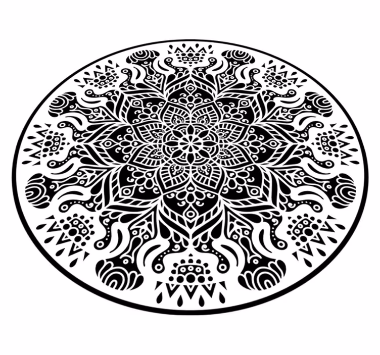 Svart og hvitt mandala teppe - Tenstickers