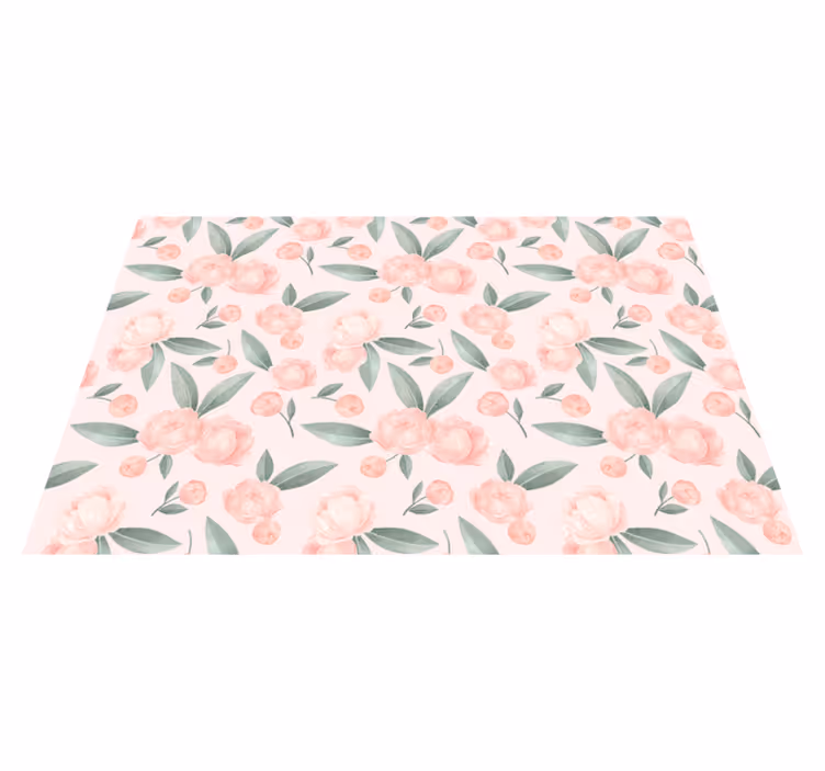 Botaniske peoner vinyl teppe blomster og planter - Tenstickers