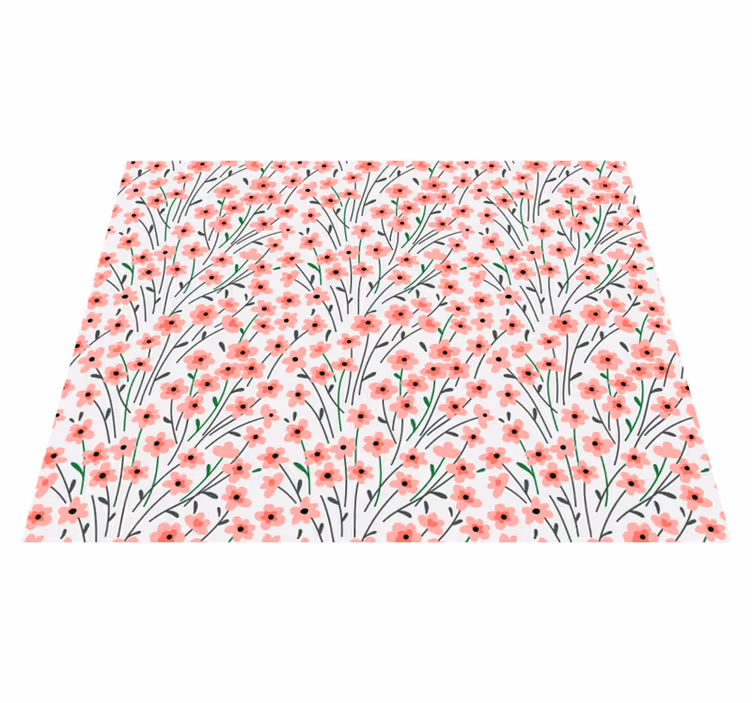 Rosa blomsterfelt blomster vinylteppe - Tenstickers