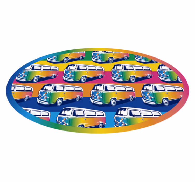 Retro hippie van teen vinyl teppe - Tenstickers