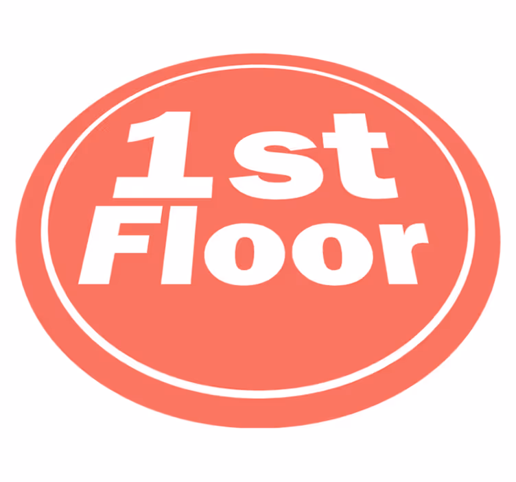 Rundt 1st floor tekst vinylteppe - Tenstickers