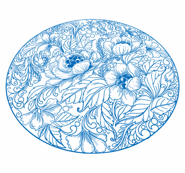 Blomstermønster rundt vinyl teppe blomster og planter - Tenstickers