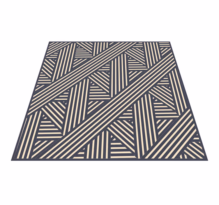 Hvitt og beige blå stripete vinyl teppe - Tenstickers