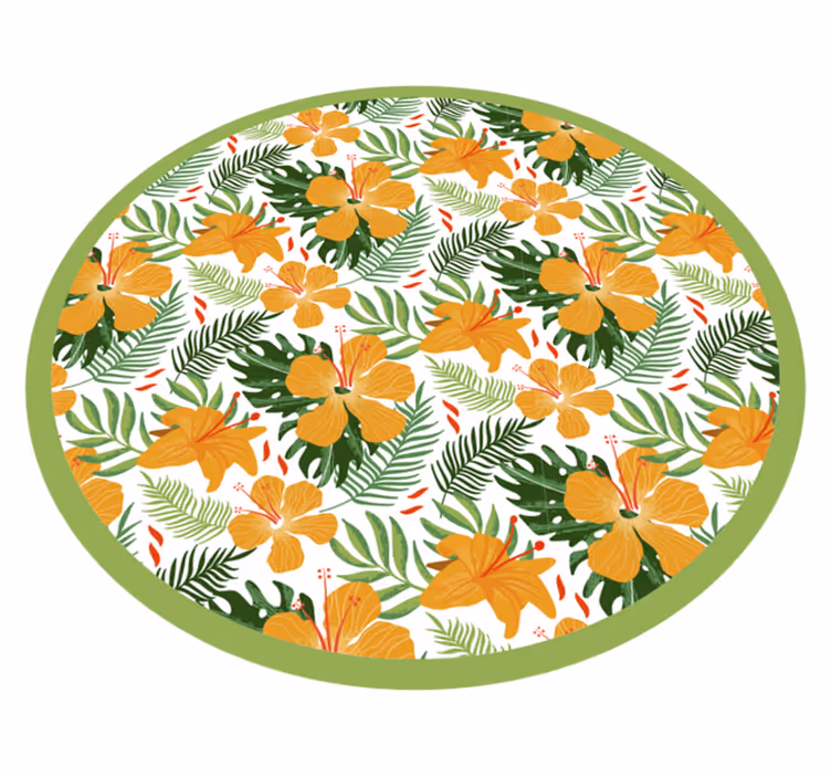 Tropisk floral harmoni vinyl teppe blomster og planter - Tenstickers