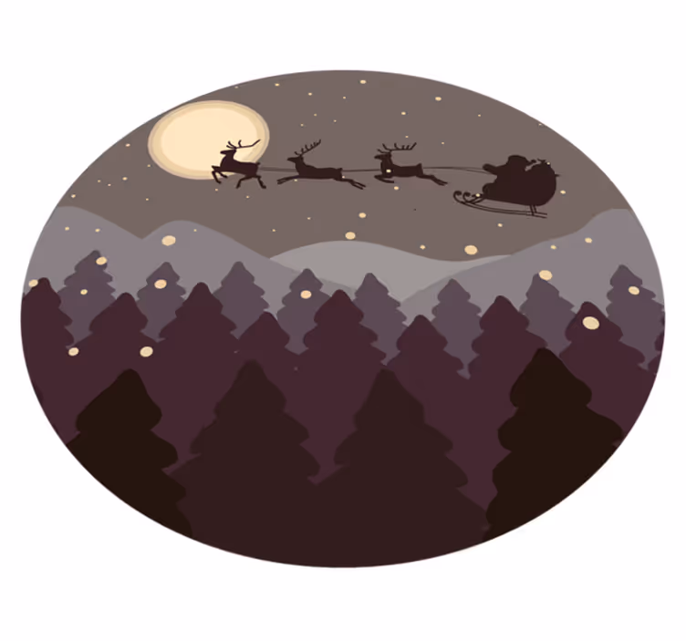 Santa og sleigh juletre matte - Tenstickers