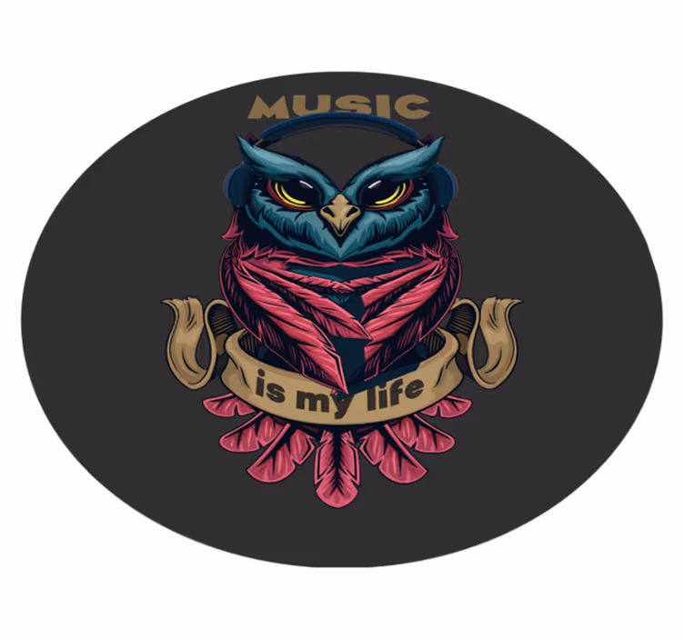Ugle musikk emblem vinyl teppe ungdom - Tenstickers