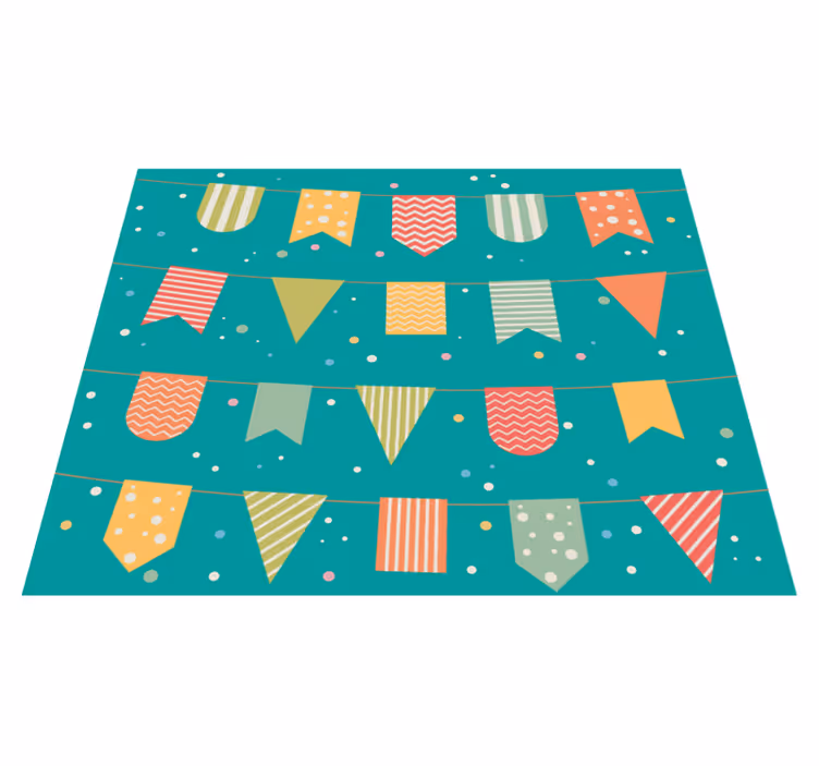 Festlig bunting vinyl teppe spedbarn - Tenstickers