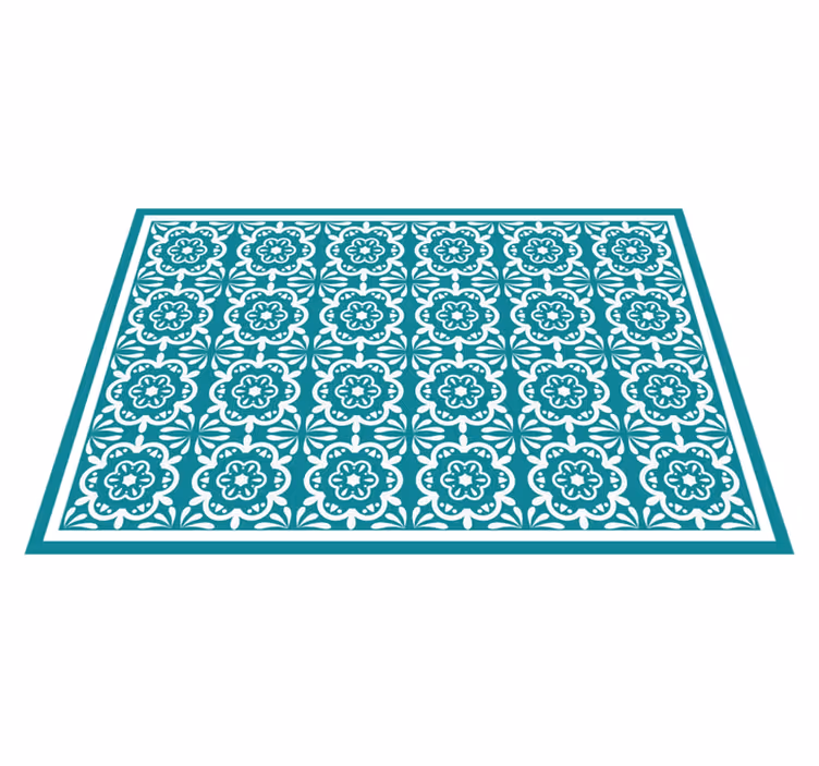 Blå blomster fliser vinylteppe - Tenstickers