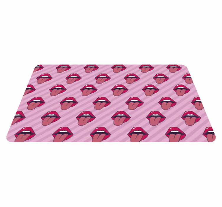 Rosa tunge og lepper ungdoms vinylteppe - Tenstickers