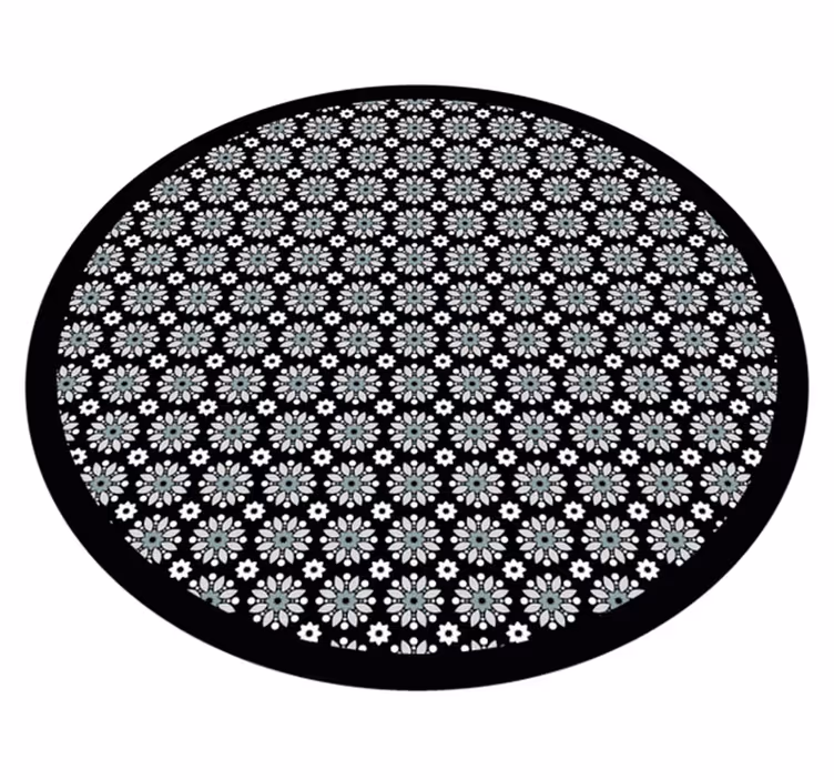 Rundt blomstermønster vinyl teppe blomster og planter - Tenstickers
