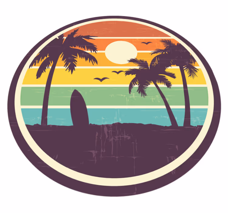 Retro strand vintage vinyl teppe til stue - Tenstickers