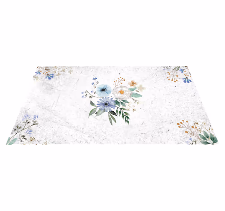 Floral marmor eleganse vinyl teppe blomster og planter - Tenstickers