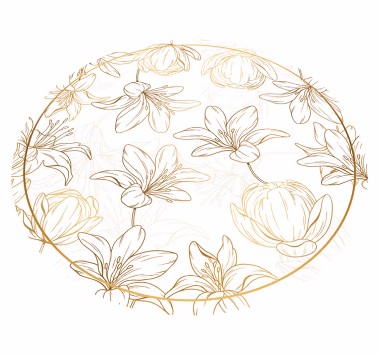 Blomstersirkelmønster vinyl teppe blomster og planter - Tenstickers