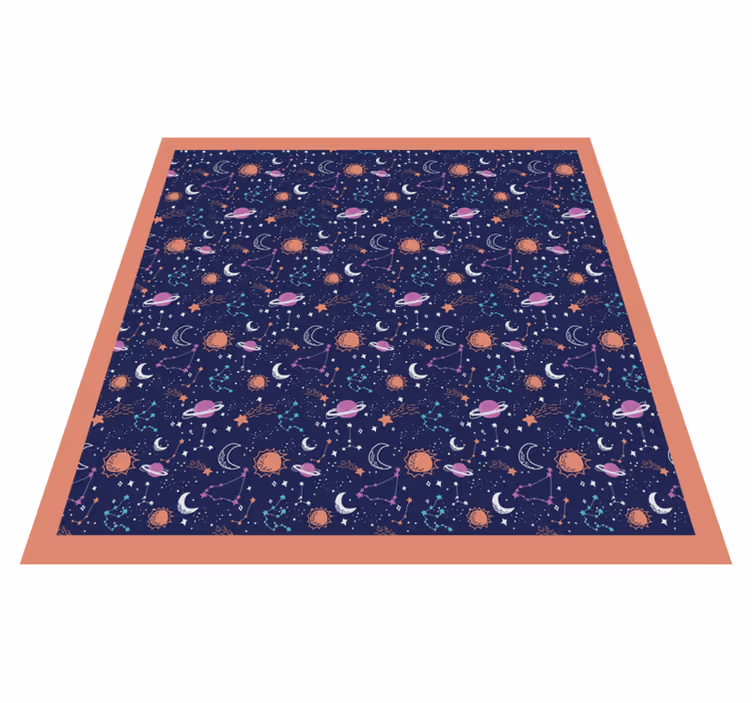 Kosmisk romlek Vinyl teppe flere barn - Tenstickers