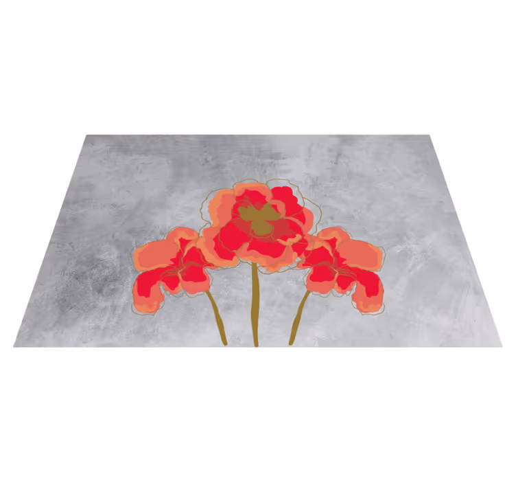 Trio med blomsterblomster vinyl teppe blomster og planter - Tenstickers