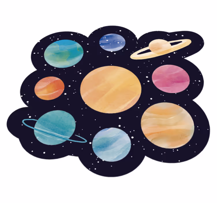 Forskjellige planeter barn vinyl teppe - Tenstickers