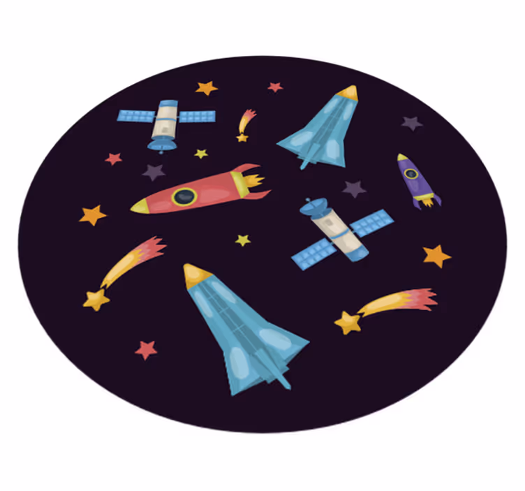 Romraketter planeter barn vinylteppe - Tenstickers