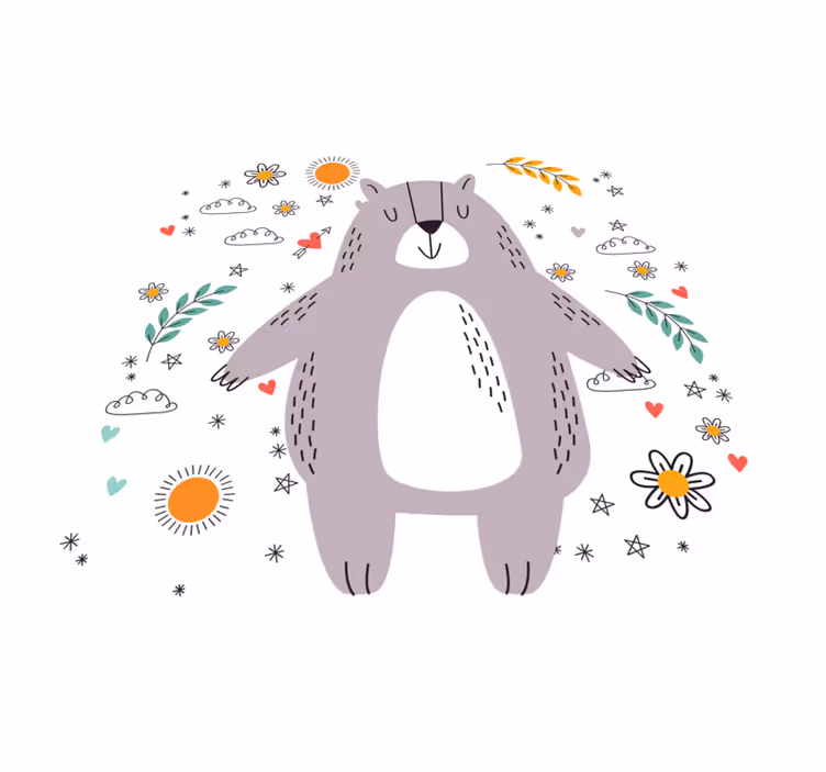 Søt blomsterbjørnedyrteppe - Tenstickers