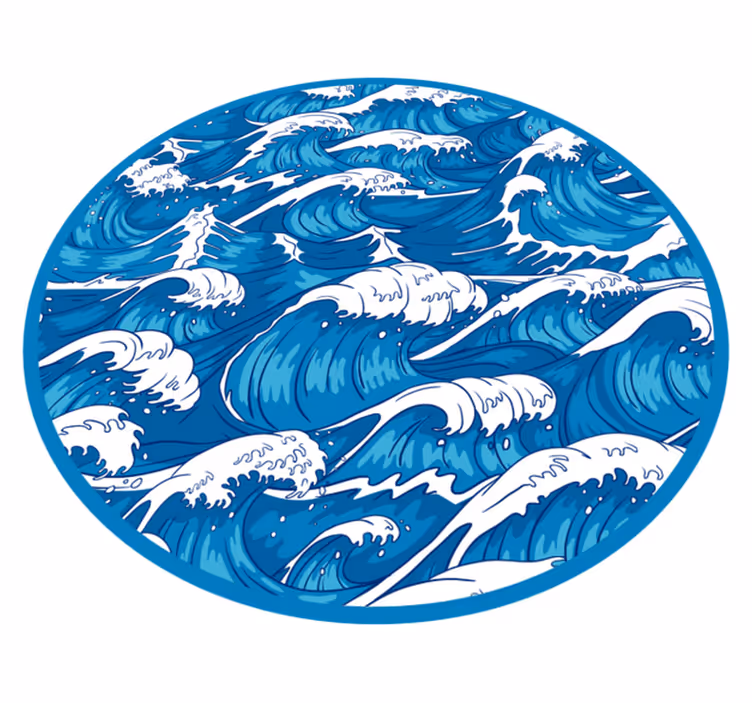 Oseanisk bølgemønster vinyl teppe natur - Tenstickers