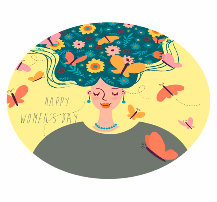 Lykkelig kvinnedag med sommerfugler dyre vinyl teppe - Tenstickers