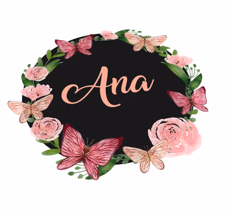 Floral personlig sirkel vinyl teppe med navn - Tenstickers