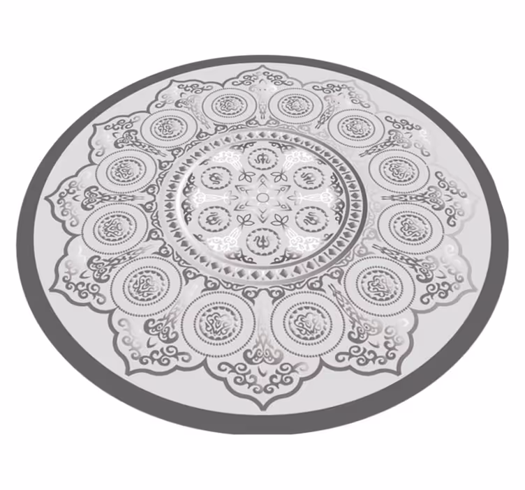 Grå mandala mønster mandala vinylteppe - Tenstickers