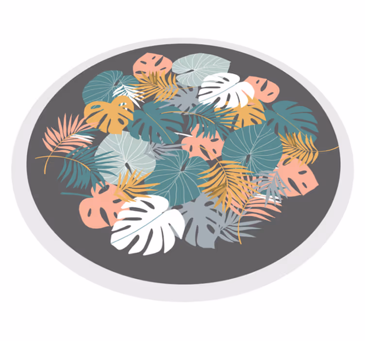 Botanisk bladsirkel vinyl teppe blomster og planter - Tenstickers