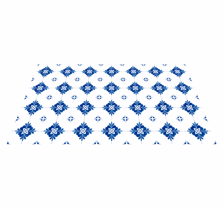 Blått blomstermotiv vinyl teppe hydraulisk - Tenstickers