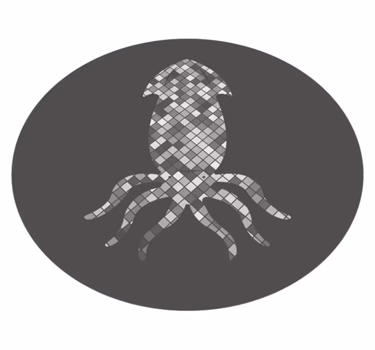 Mosaikk blekksprut silhuett vinyl teppe hydraulisk - Tenstickers