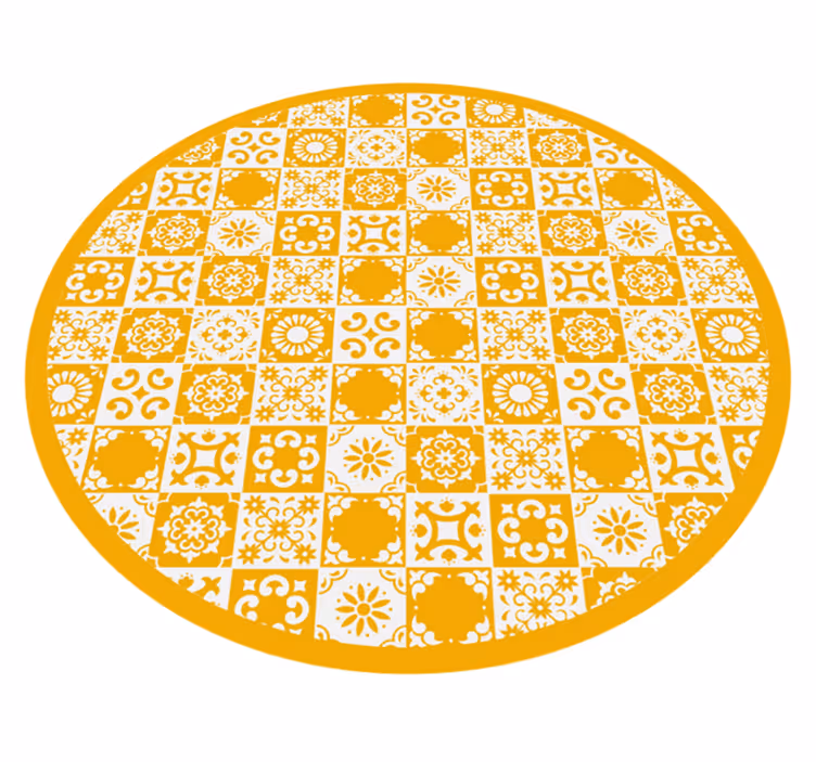 Utsmykket sirkulær mosaikk vinyl teppe hydraulisk - Tenstickers