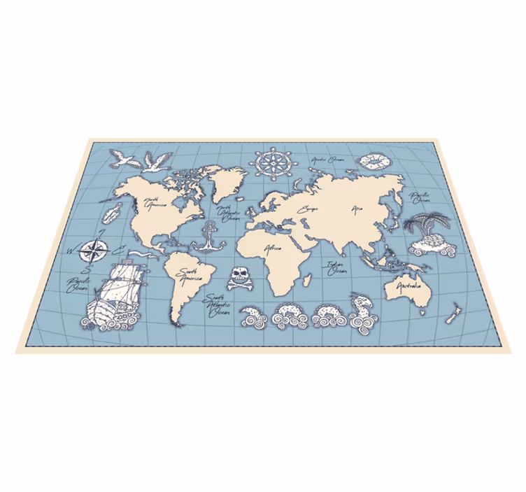 Vintage verdenskart teppe - Tenstickers