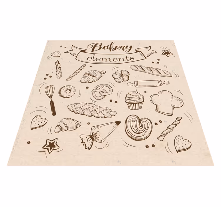 Illustrasjon med bakerietema Vinyl teppe flere barn - Tenstickers